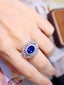 14K GOLD 3.90 CTW NATURAL SAPPHIRE & DIAMOND RING