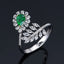 14K GOLD 0.48 CTW VIVID GREEN NATURAL EMERALD & DIAMOND RING