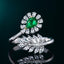 14K GOLD 0.48 CTW VIVID GREEN NATURAL EMERALD & DIAMOND RING