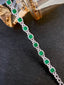 14K GOLD 7.4 CTW VIVID GREEN NATURAL EMERALD & DIAMOND BRACELET