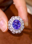 14K GOLD 4.24 CTW NATURAL TANZANITE & DIAMOND RING