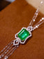 14K GOLD 2.82 CTW VIVID GREEN NATURAL EMERALD & DIAMOND NECKLACE