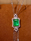 14K GOLD 2.82 CTW VIVID GREEN NATURAL EMERALD & DIAMOND NECKLACE