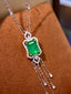 14K GOLD 2.82 CTW VIVID GREEN NATURAL EMERALD & DIAMOND NECKLACE