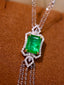 14K GOLD 2.82 CTW VIVID GREEN NATURAL EMERALD & DIAMOND NECKLACE