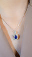 14K GOLD 1.38 CTW NATURAL SAPPHIRE & DIAMOND NECKLACE