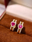 14K GOLD 1.01 CTW NATURAL RUBY & DIAMOND EARRINGS