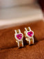 14K GOLD 1.01 CTW NATURAL RUBY & DIAMOND EARRINGS