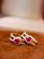 14K GOLD 1.01 CTW NATURAL RUBY & DIAMOND EARRINGS