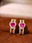 14K GOLD 1.01 CTW NATURAL RUBY & DIAMOND EARRINGS