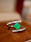 14K GOLD 0.88 CTW VIVID GREEN NATURAL EMERALD & DIAMOND RING