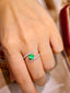 14K GOLD 0.88 CTW VIVID GREEN NATURAL EMERALD & DIAMOND RING