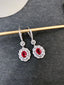 14K GOLD 3.44 CTW VIVID RED NATURAL RUBY & DIAMOND EARRINGS