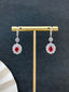 14K GOLD 3.44 CTW VIVID RED NATURAL RUBY & DIAMOND EARRINGS