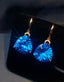 14K GOLD 14.15 CT NATURAL TOPAZ & DIAMOND EARRINGS