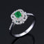 14K GOLD 0.45 CTW VIVID GREEN NATURAL EMERALD & DIAMOND RING