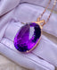 14K GOLD 34.1 CT NATURAL AMETHYST & DIAMOND PENDANT