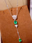 14K GOLD 2.66 CTW VIVID GREEN NATURAL EMERALD & DIAMOND NECKLACE