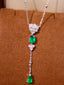 14K GOLD 2.66 CTW VIVID GREEN NATURAL EMERALD & DIAMOND NECKLACE