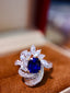 14K GOLD 2.60 CTW VIVID BLUE NATURAL SAPPHIRE & DIAMOND RING