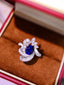 14K GOLD 2.60 CTW VIVID BLUE NATURAL SAPPHIRE & DIAMOND RING