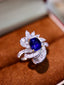 14K GOLD 2.60 CTW VIVID BLUE NATURAL SAPPHIRE & DIAMOND RING