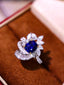 14K GOLD 2.60 CTW VIVID BLUE NATURAL SAPPHIRE & DIAMOND RING