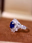 14K GOLD 2.31 CTW VIVID BLUE NATURAL SAPPHIRE & DIAMOND RING