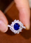 14K GOLD 2.31 CTW VIVID BLUE NATURAL SAPPHIRE & DIAMOND RING