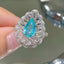 14K GOLD 1.15 CT NATURAL PARAIBA TOURMALINE & SAPPHIRE & DIAMOND RING