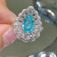 14K GOLD 1.15 CT NATURAL PARAIBA TOURMALINE & SAPPHIRE & DIAMOND RING