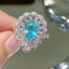 14K GOLD 1.15 CT NATURAL PARAIBA TOURMALINE & SAPPHIRE & DIAMOND RING