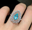 14K GOLD 1.15 CT NATURAL PARAIBA TOURMALINE & SAPPHIRE & DIAMOND RING