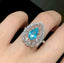 14K GOLD 1.15 CT NATURAL PARAIBA TOURMALINE & SAPPHIRE & DIAMOND RING