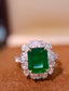 14K GOLD 4.00 CTW VIVID GREEN NATURAL EMERALD & DIAMOND RING