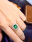 14K GOLD 4.00 CTW VIVID GREEN NATURAL EMERALD & DIAMOND RING