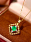 14K GOLD 0.96 CTW VIVID GREEN NATURAL EMERALD & DIAMOND PENDANT