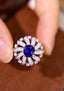 14K GOLD 1.82 CTW VIVID BLUE NATURAL SAPPHIRE & DIAMOND RING