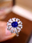 14K GOLD 1.82 CTW VIVID BLUE NATURAL SAPPHIRE & DIAMOND RING