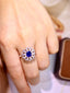 14K GOLD 1.82 CTW VIVID BLUE NATURAL SAPPHIRE & DIAMOND RING