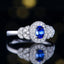 14K GOLD 0.59 CTW VIVID BLUE NATURAL SAPPHIRE & DIAMOND RING