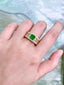 14K GOLD 1.58 CTW VIVID GREEN NATURAL EMERALD & DIAMOND RING