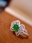 14K GOLD 2.35 CTW VIVID GREEN NATURAL EMERALD & DIAMOND RING