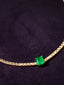 14K GOLD 1.93 CTW VIVID GREEN NATURAL EMERALD & DIAMOND NECKLACE