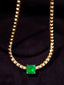 14K GOLD 1.93 CTW VIVID GREEN NATURAL EMERALD & DIAMOND NECKLACE