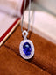 14K GOLD 1.70 CTW VIVID BLUE NATURAL SAPPHIRE & DIAMOND PENDANT