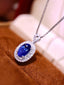 14K GOLD 1.70 CTW VIVID BLUE NATURAL SAPPHIRE & DIAMOND PENDANT