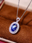 14K GOLD 1.70 CTW VIVID BLUE NATURAL SAPPHIRE & DIAMOND PENDANT