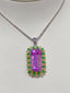 14K GOLD 20.86 CTW NATURAL KUNZITE & SAPPHIRE & TSAVORITE PENDANT