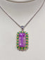 14K GOLD 20.86 CTW NATURAL KUNZITE & SAPPHIRE & TSAVORITE PENDANT